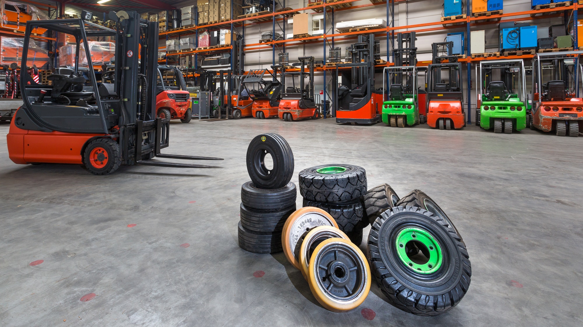 55129,Forklift tires in warehouse